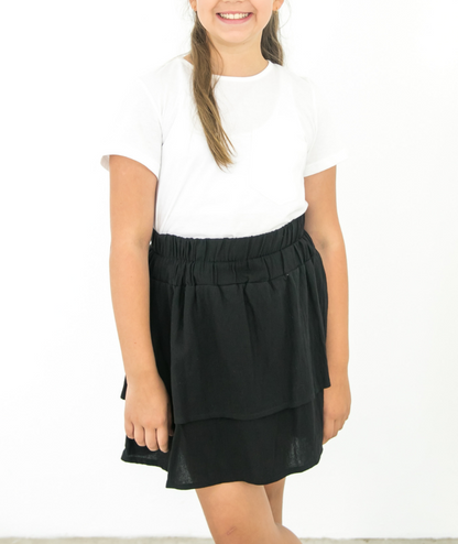 Sherbert Amy Layered Skirt Black Front Zoomed